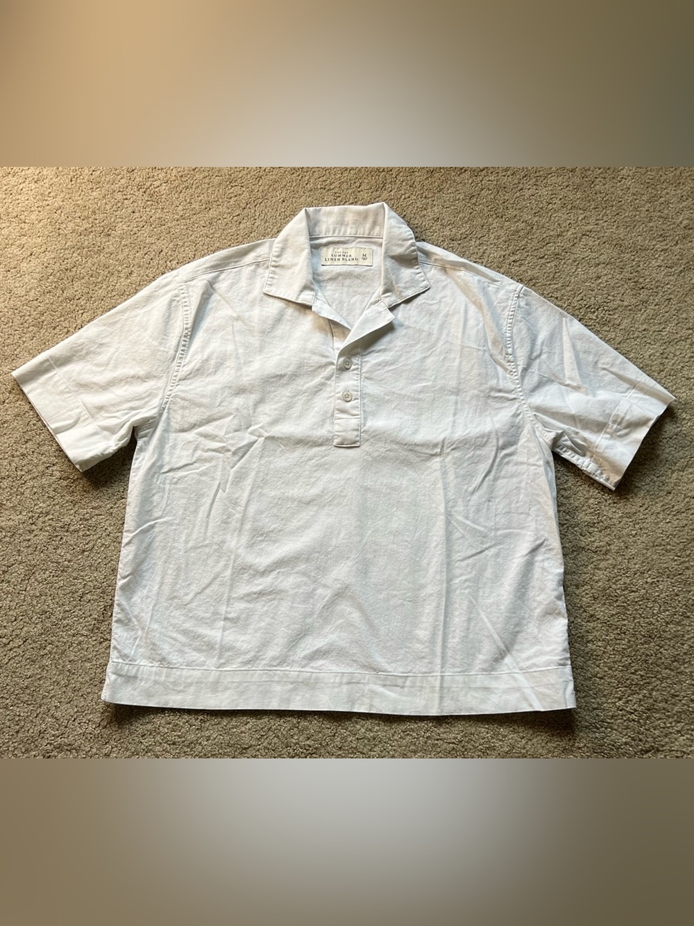 Abercrombie & Fitch man White Linen-Blend Polo size M